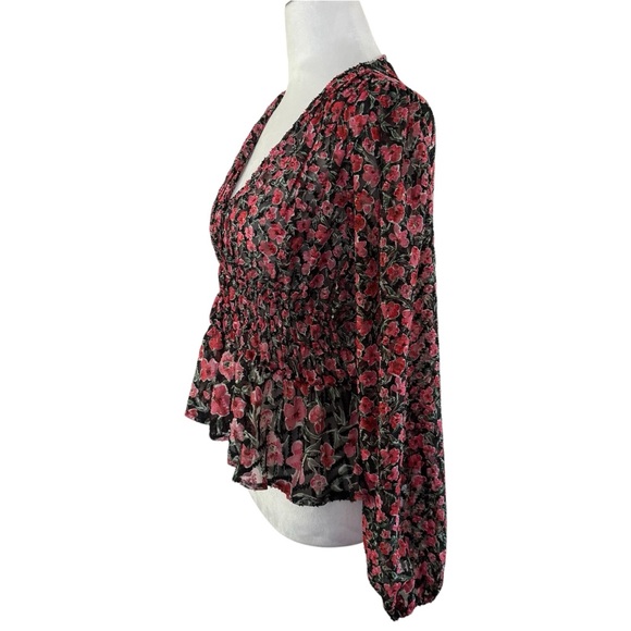 Desigual Hamburgo Floral Chiffon Top | Smocked Waist | M - Picture 9 of 14